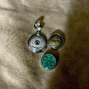 GINGER SNAP TAN MOM CHARM TURQUOISE CHARM AND STERLING SILVER PENDANT .925